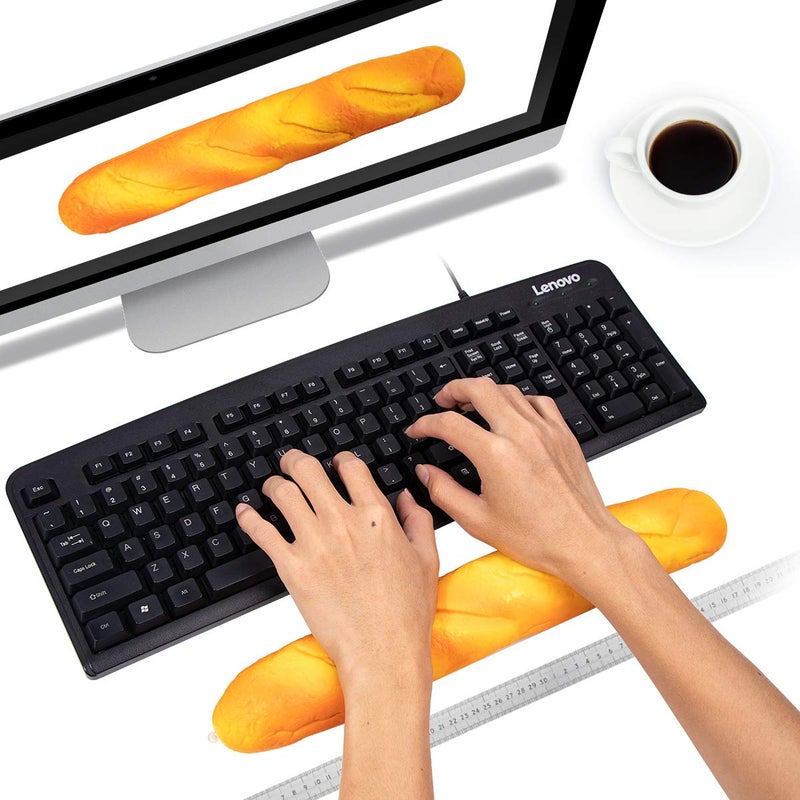 PG6 Soft Toast Bread Baguette Shape Anti-Skid Keyboard Wrist Rest Support for Office,Computer,Laptop& Mac,Slow Bounces Back Foam for Easy Typing & Pain Relief - Image 1